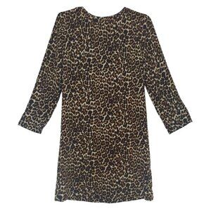 J. Crew Leopard Print Shift Dress Size 00 Animal Print 3/4 Sleeve.